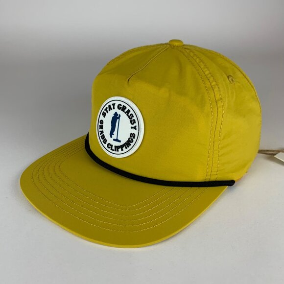 Grass Clippings Stay Grassy Mens Yellow Golfer Snapback Hat New - Picture 1 of 5